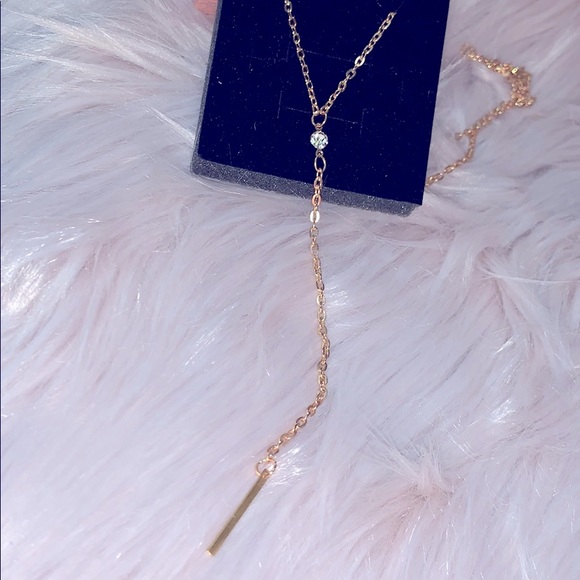 Crystal hang bar Pendant Necklace 19.5” - Picture 5 of 8